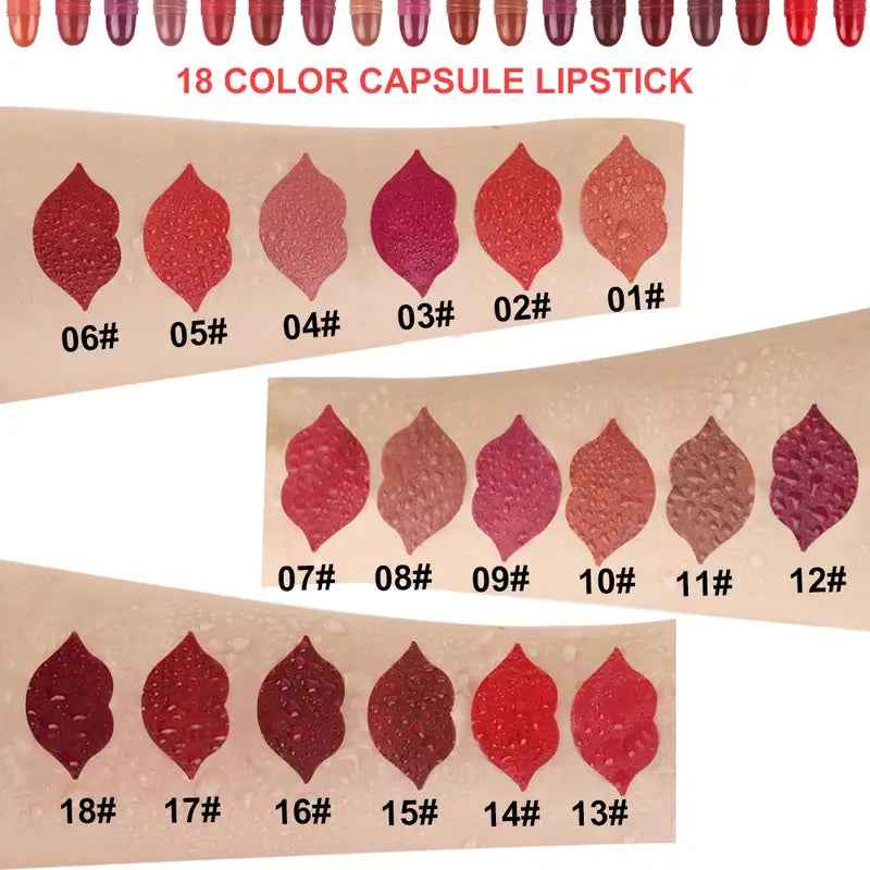 18-teiliges Set Lang anhaltender Samt-Matt-Kapsel-Lippenstift-Set