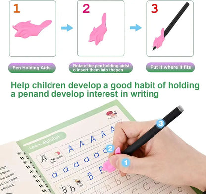 4 Pcs Handwriting Practice Books Kids 3-5 | Reusable Magic Ink Tracing Workbook | Preschool Kindergarten Ready