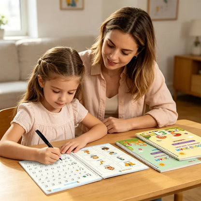 4 Pcs Handwriting Practice Books Kids 3-5 | Reusable Magic Ink Tracing Workbook | Preschool Kindergarten Ready