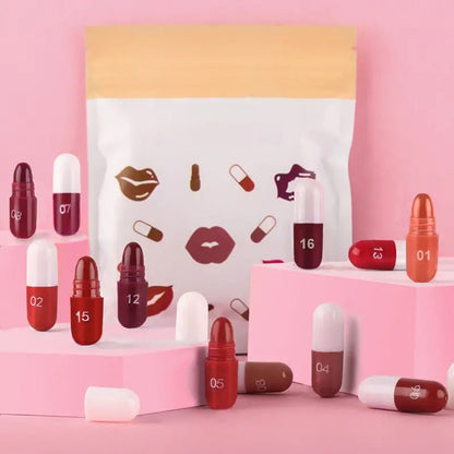 18-teiliges Set Lang anhaltender Samt-Matt-Kapsel-Lippenstift-Set