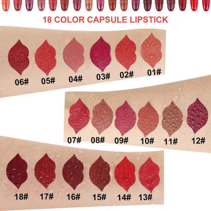18-teiliges Set Lang anhaltender Samt-Matt-Kapsel-Lippenstift-Set