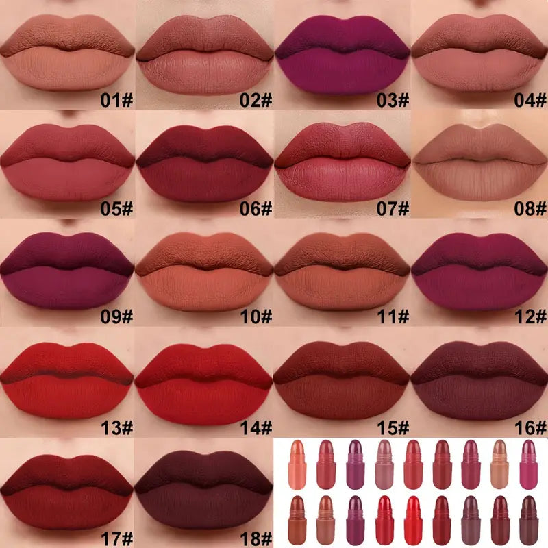 18-teiliges Set Lang anhaltender Samt-Matt-Kapsel-Lippenstift-Set