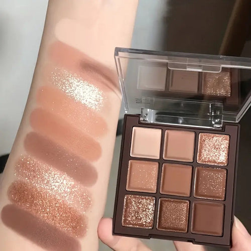 9 Farben Lidschatten-Palette Erdton Hell Make-up