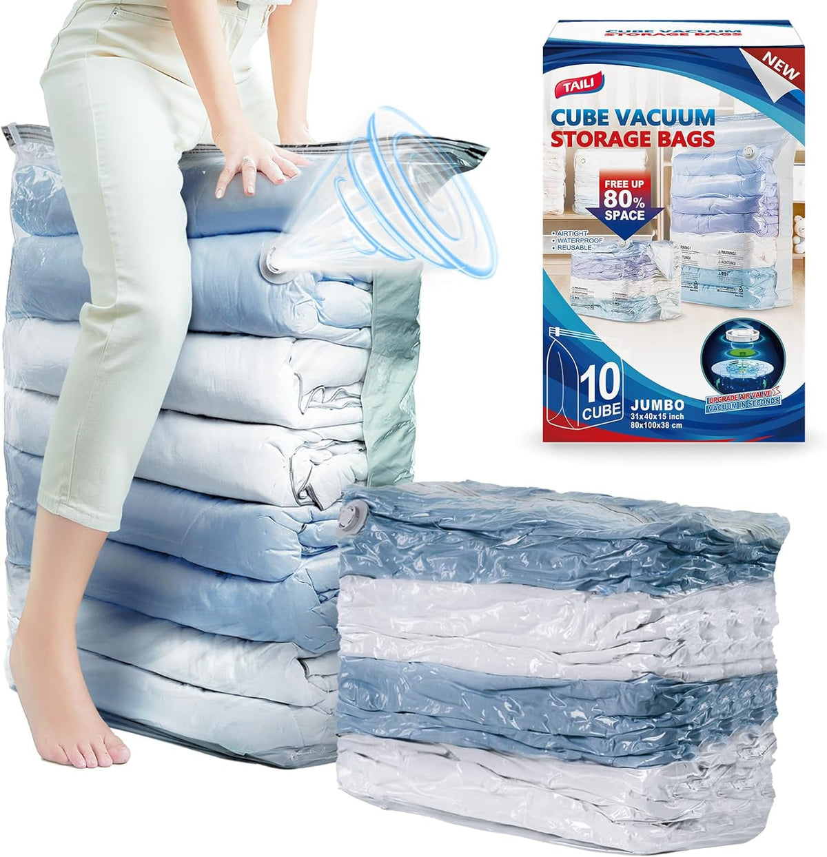 Cream Cube Vacuum Storage Bags