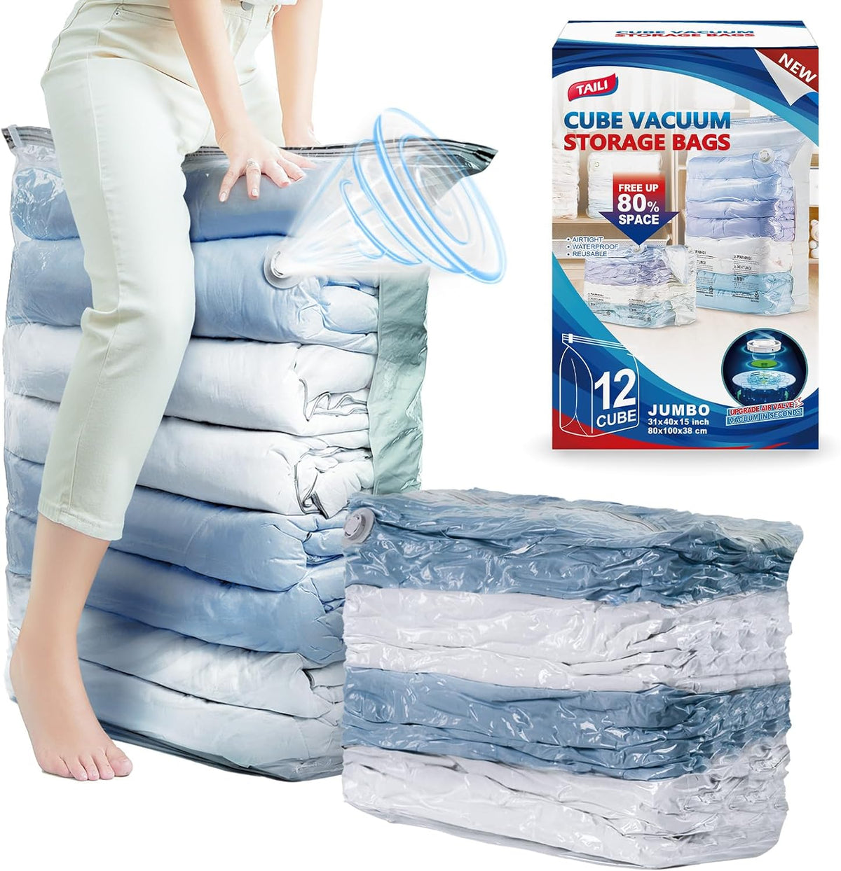 Cream Cube Vacuum Storage Bags