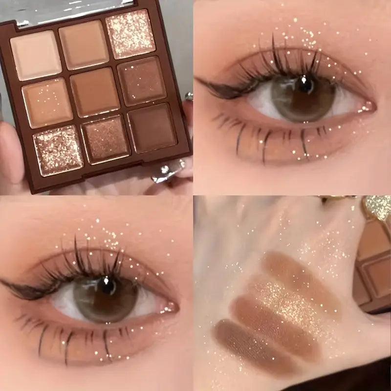 9 Farben Lidschatten-Palette Erdton Hell Make-up