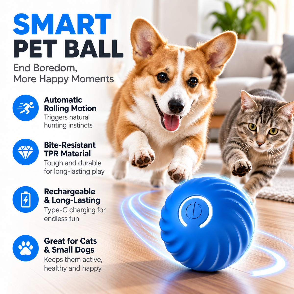 🔥 FINAL WEEK! Buy 1, Get 1 FREE! 🔥 Limited Stock! 🐾 Solutiover Electric Rolling Pet Toy Ball