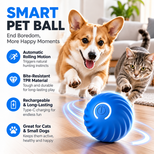 🔥 FINAL WEEK! Buy 1, Get 1 FREE! 🔥 Limited Stock! 🐾 Solutiover Electric Rolling Pet Toy Ball