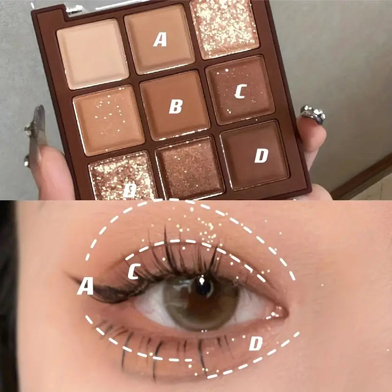 9 Farben Lidschatten-Palette Erdton Hell Make-up