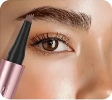 Four-prong brow pen drawing hair-like strokes