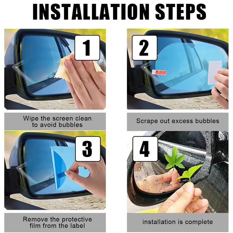 🎁 BUY 1 GET 1 FREE 🎁LAST DAY!  – 4PCS Car Rearview Mirror Rainproof Film – HD Waterproof Anti-Fog Protective Stickers for Clear & Safe Driving