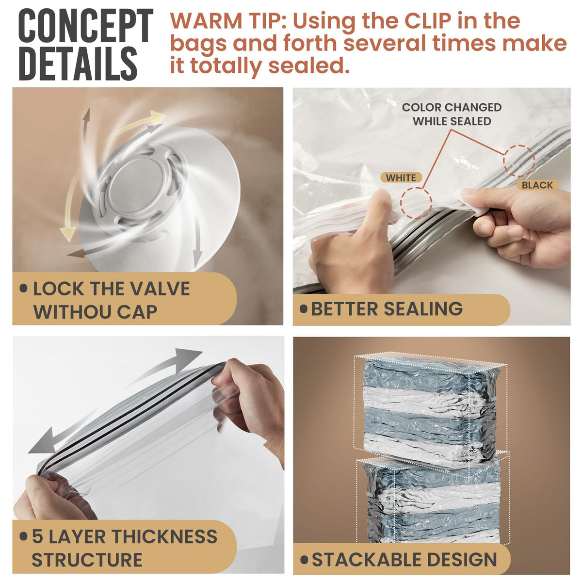 Cream Cube Vacuum Storage Bags