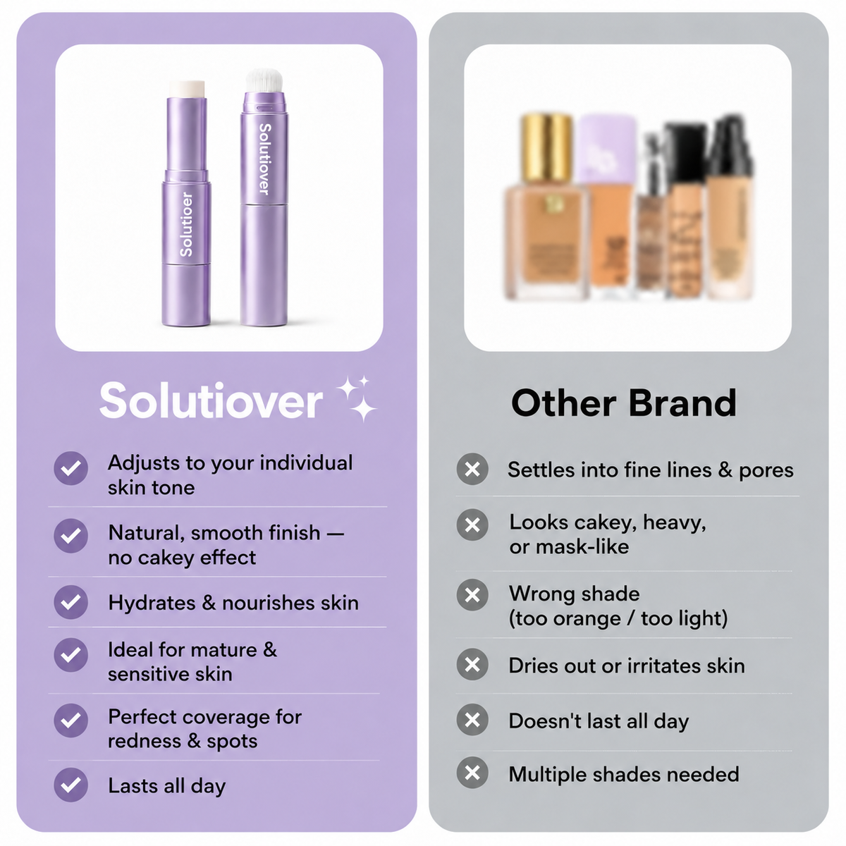 ✨ BUY 1 GET 1 FREE ✨ Solutiover Foundation Stick -Fresh, natural-looking coverage for mature skin