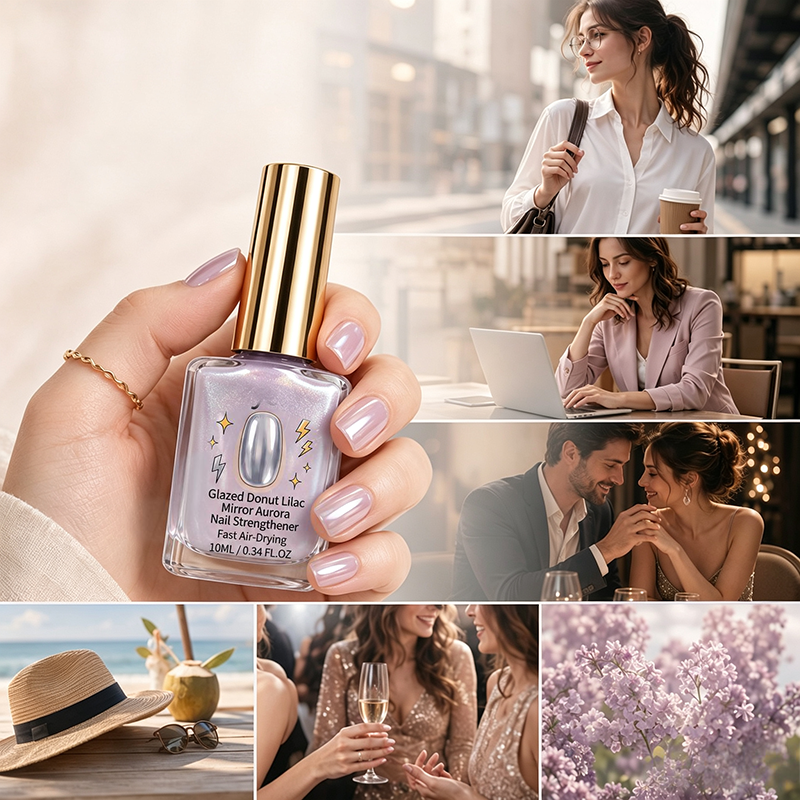 🔥 LAST DAY: Buy 1, Get 1 FREE — Lilac Glossy Mirror Nail Strengthener