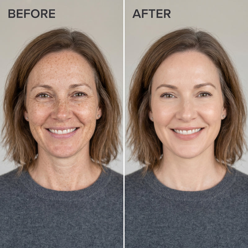 Before and after foundation application example